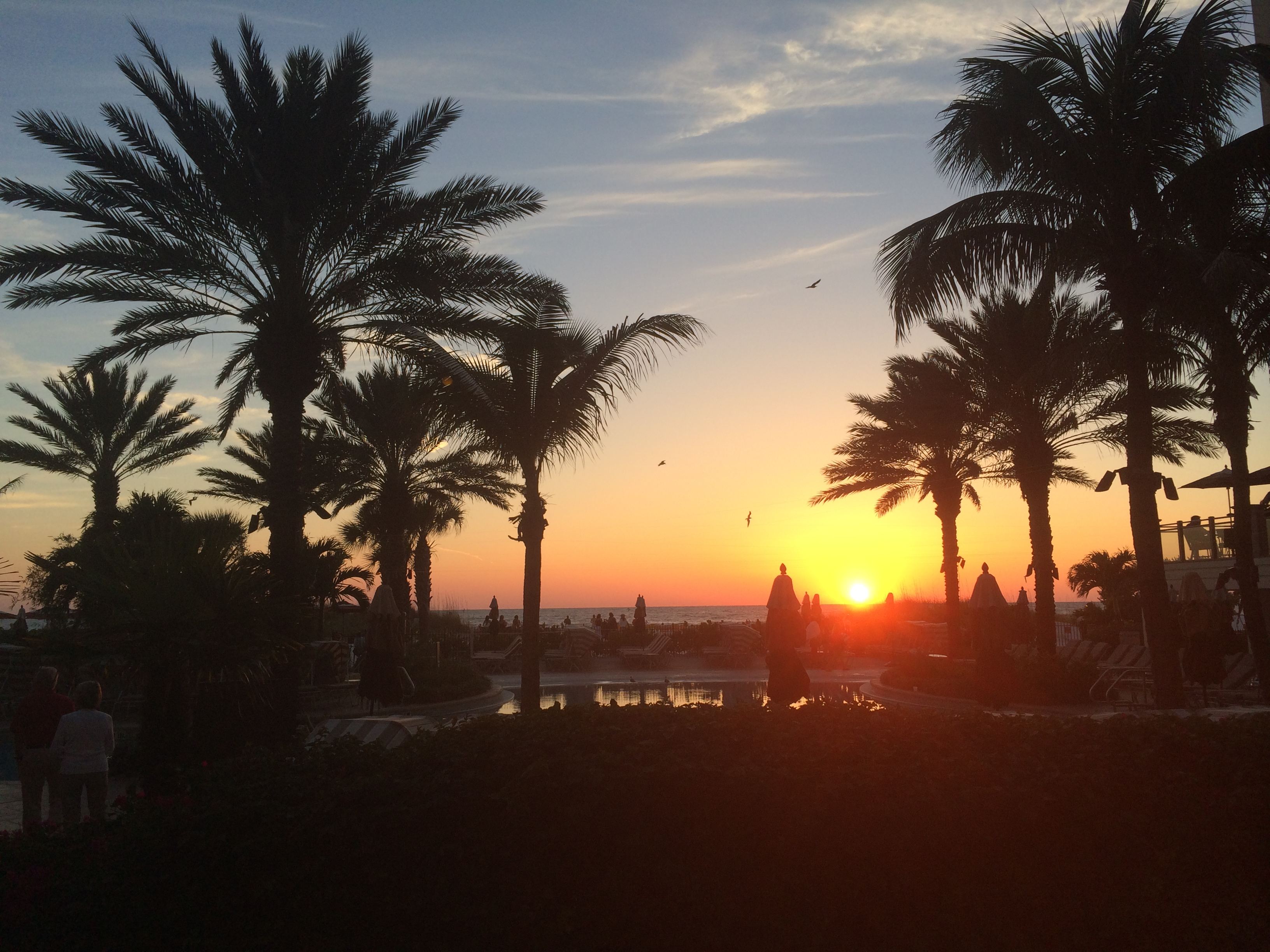 Sunset from the Sandpearl Pool Lawn