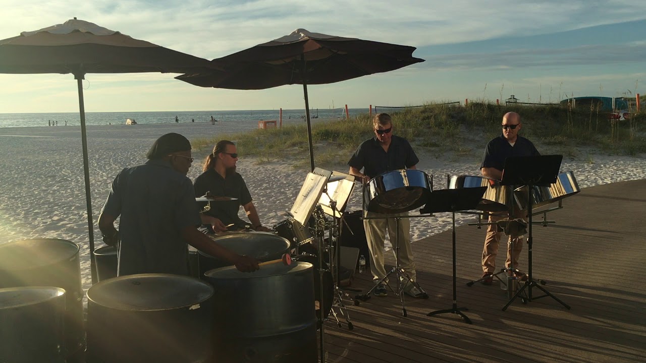 Steel drum band playing “Island in the Sun”